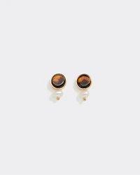 Stud Earrings with Stones and Pearls