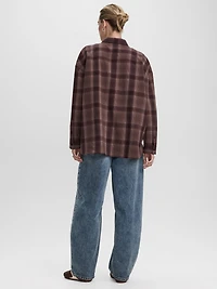 Loose Plaid Blouse with Pocket