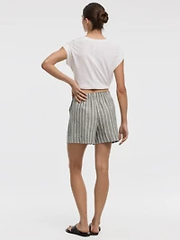 Short en mélange de lin à taille élastique