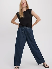Pantalon taille haute à enfiler jambe ballon