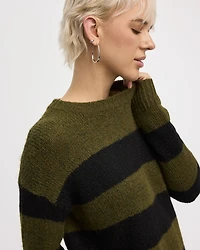Long-Sleeve Crew-Neck Fluffy-Knit Sweater