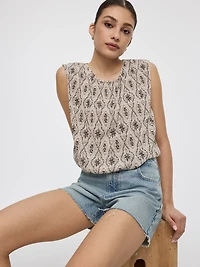 Crew-Neck Tank with Bubble Hem