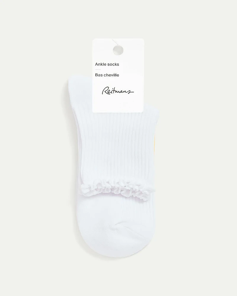 Cotton Anklet Socks with Ruffled Hems