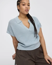 Veste en tricot à manches très courtes col Johnny