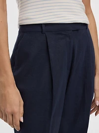 Linen-Blend Straight-Leg High-Rise Pant