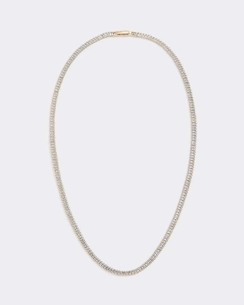 Baguette Short Necklace with Glass Stones