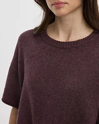 Pull ample à manches courtes et col rond en mélange de cachemire