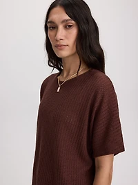 Short-Sleeve Crew-Neck T-Shirt with Pointelle Stitches