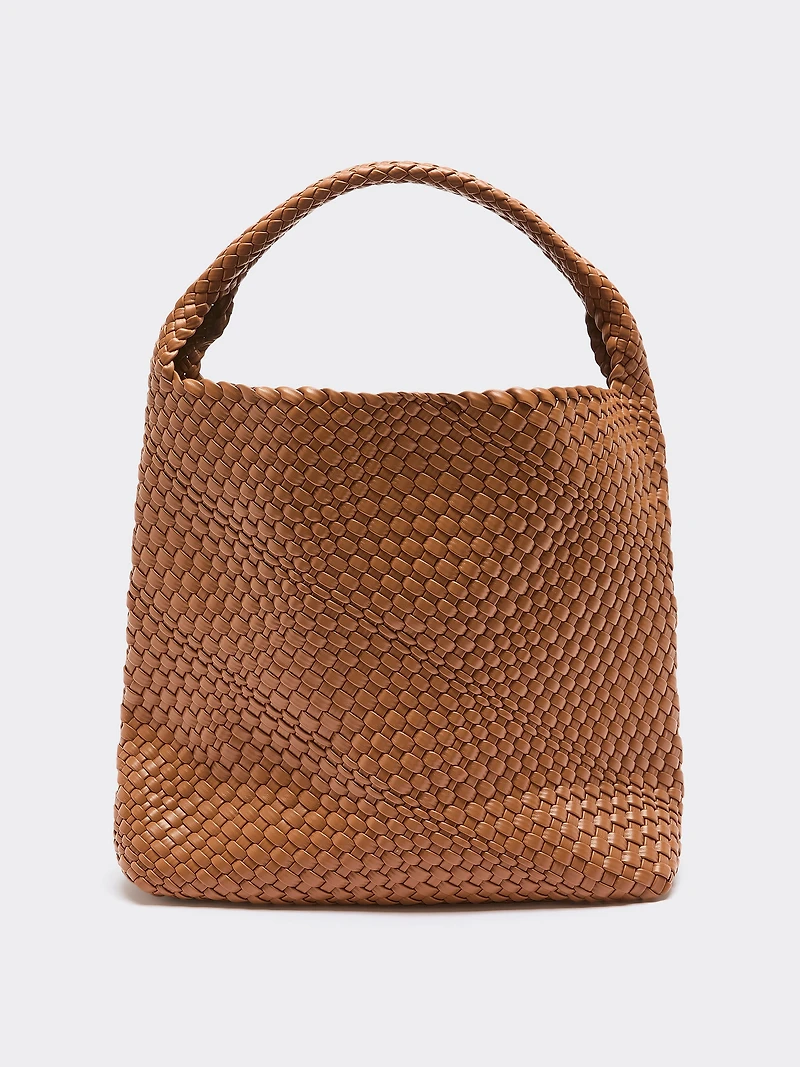 Braided Faux-Leather Shoulder Bag