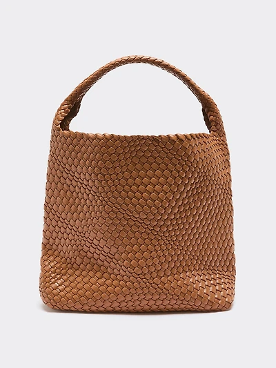 Braided Faux-Leather Shoulder Bag