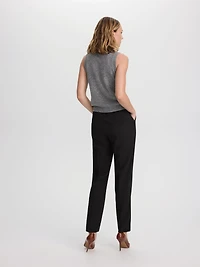 Pantalon tissé droit taille haute avec plis – Collection femmes