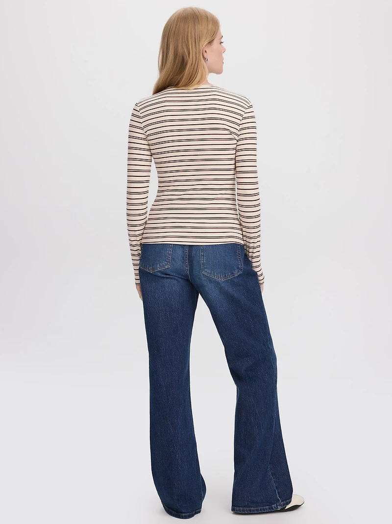 Striped Long-Sleeve Crew-Neck Ribbed T-Shirt - R Essentials