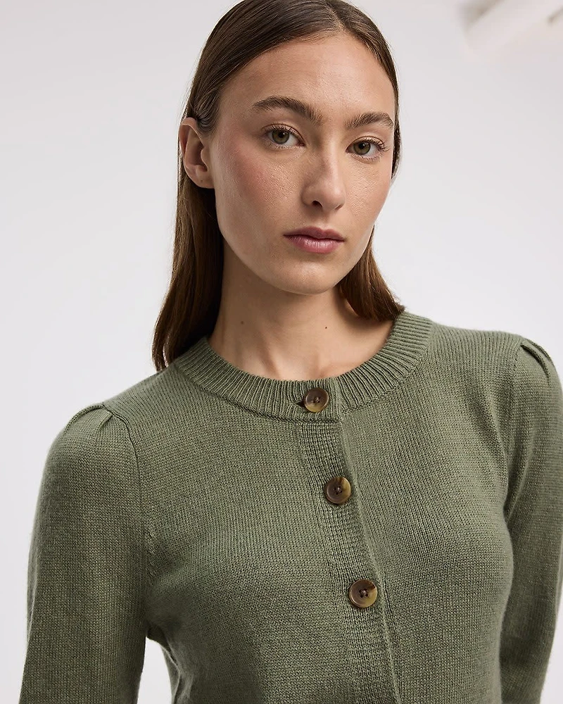 Cashmere-Blend Crew-Neck Cardigan