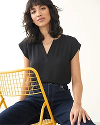 Blouse à manches très courtes et col fendu - R Essentials