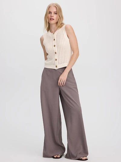 Pantalon à jambe large et taille haute