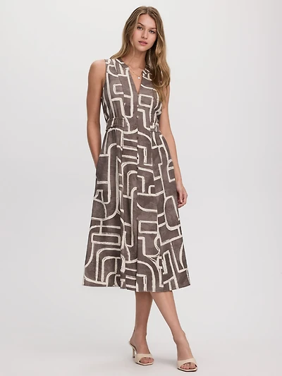 Robe chemise midi sans manches