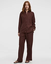 Wide-Leg High-Rise Linen Blend Pant