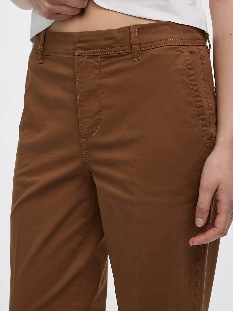 Mid-Rise Straight-Leg Cuffed Chino Pants