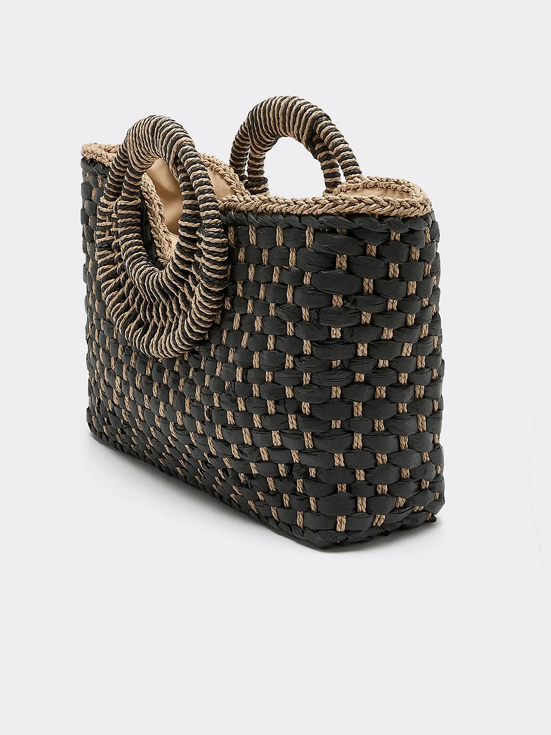 Sac en paille à deux tons