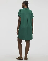 Short-Sleeve Buttoned-Down Dress with Shirt Collar