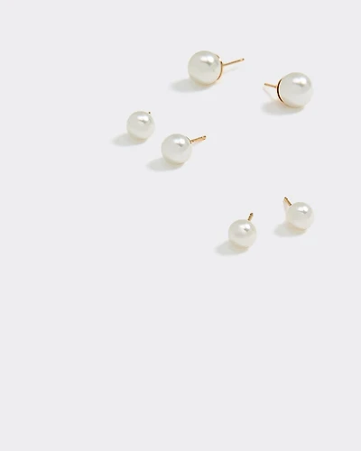 Pearl Earrings - 3 Pairs