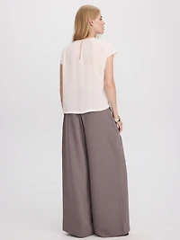 Short-Sleeve Crew-Neck Blouse
