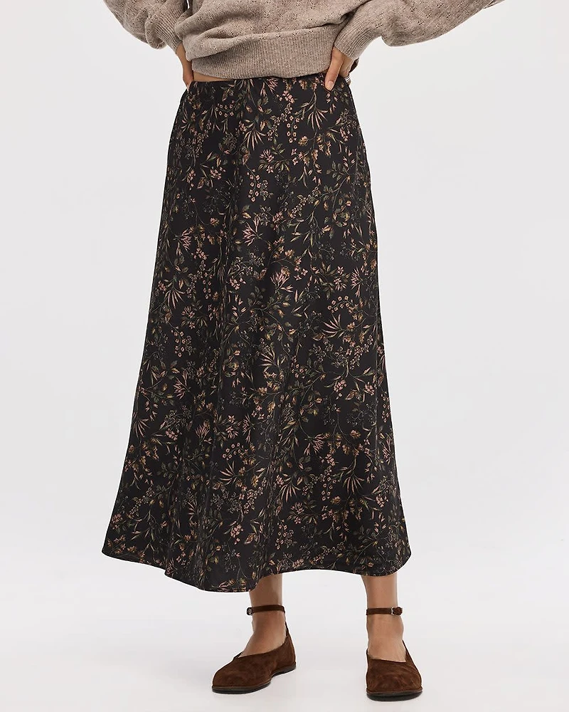 Satin A-Line Midi Skirt