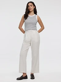 Linen-Blend Straight-Leg High-Rise Pant - Curvy Fit
