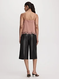 V-Neck Cami with Lace Trim