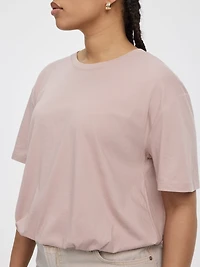 T-shirt à col rond avec ourlet bouffant