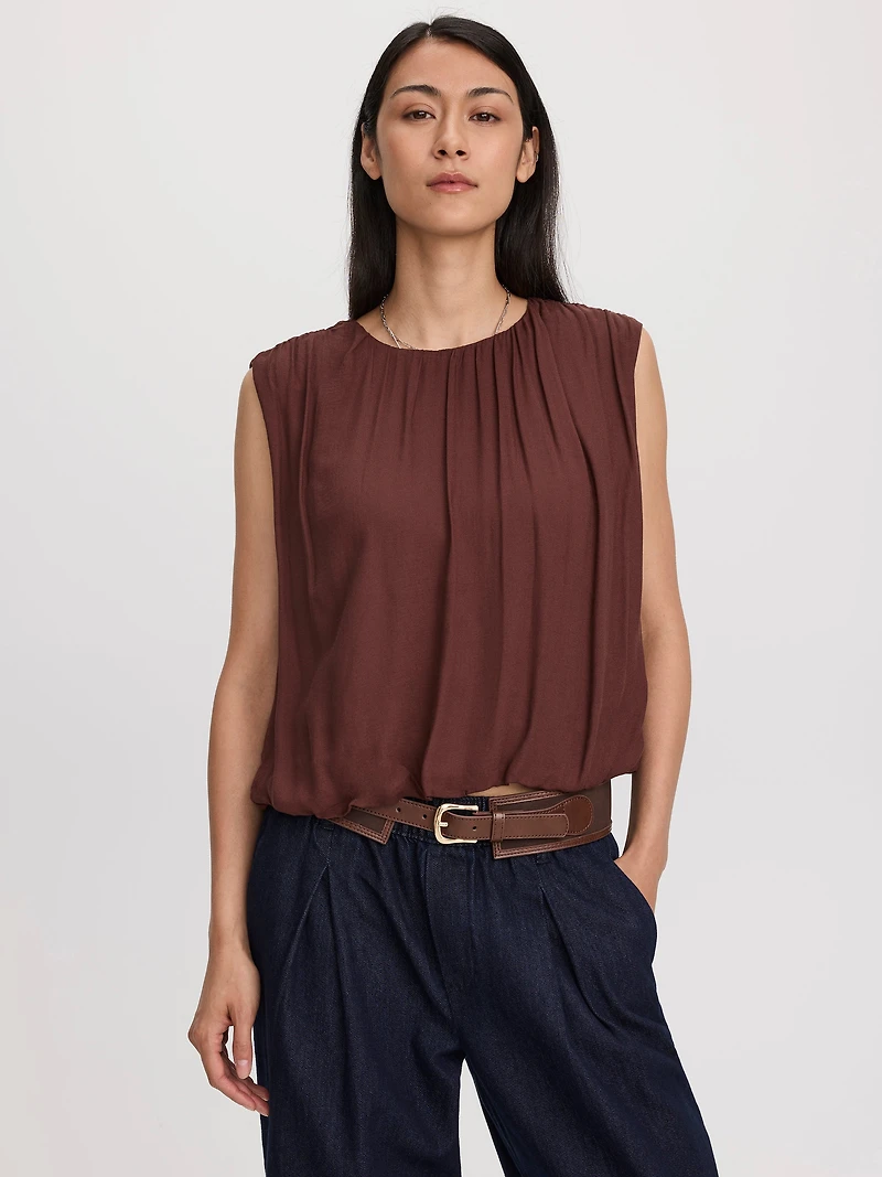 Camisole à col rond avec ourlet bulle