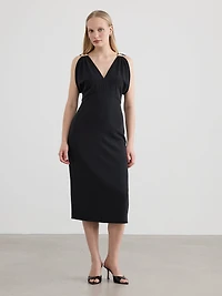 Robe midi ajustée sans manches à col V