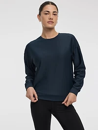 Crew-Neck Sweatshirt with Side Zippers - Hyba