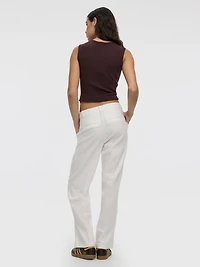 Linen-Blend Straight-Leg High-Rise Pant