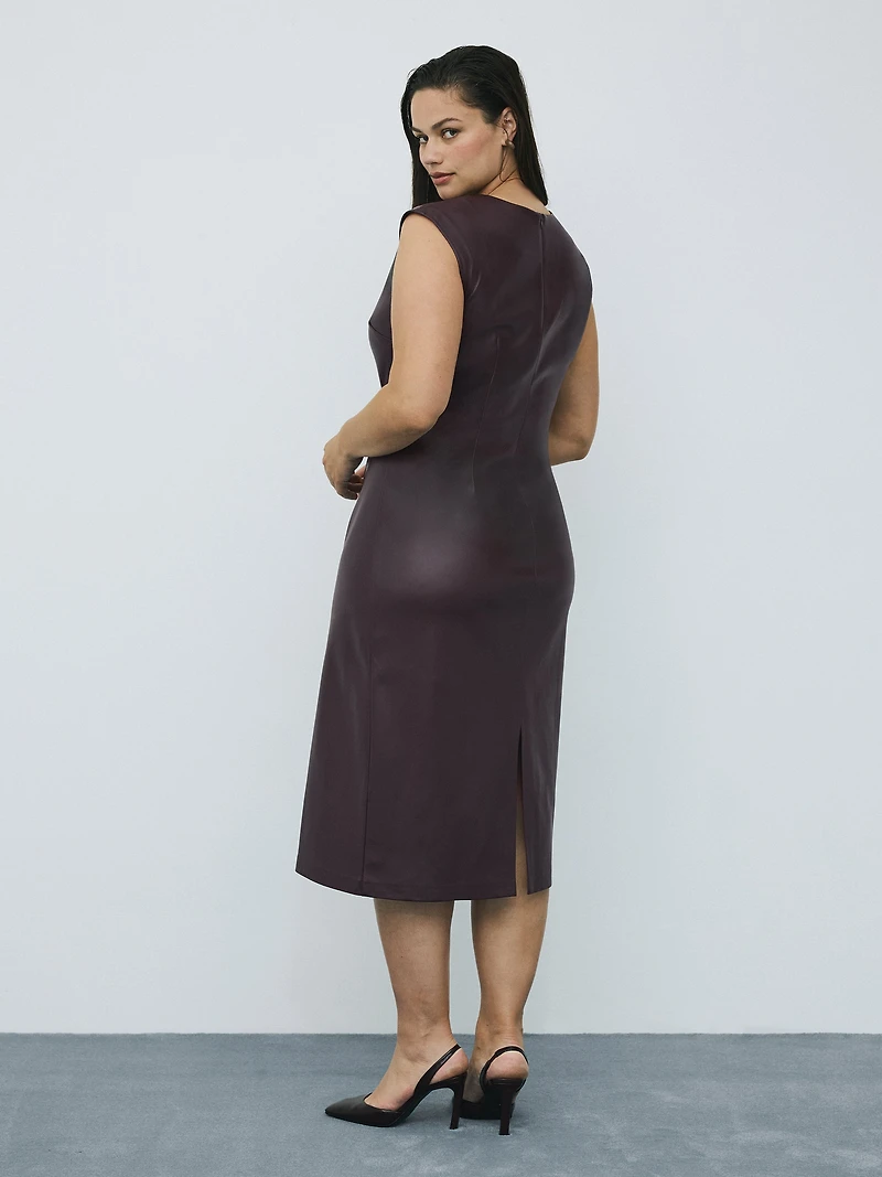 Faux Leather Midi Dress