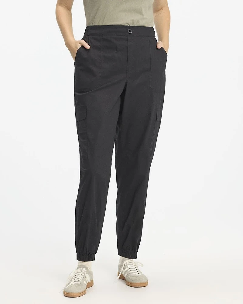 Pantalon jogger en popeline avec poches cargo - Long