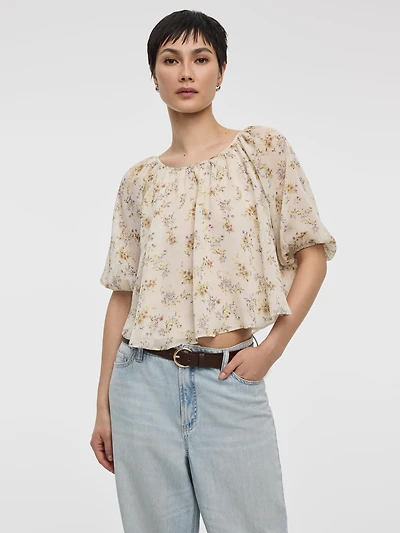 Blouse ample à manches raglan et col dégagé