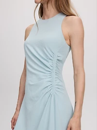 Sleeveless Midi Dress with Draped Waistband