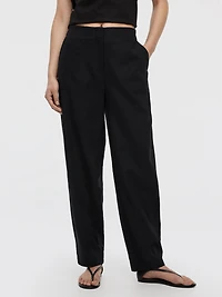 Pantalon en mélange de lin à jambe ballon