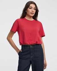 Crew-Neck Tee with Bubble Hem