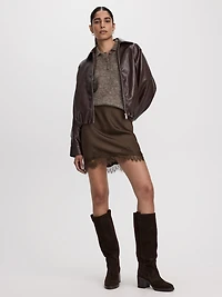 Mini-jupe en satin avec dentelle