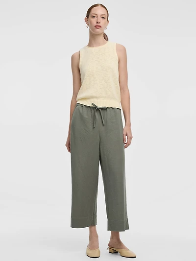 Pantalon court en tricot piqué à jambe large