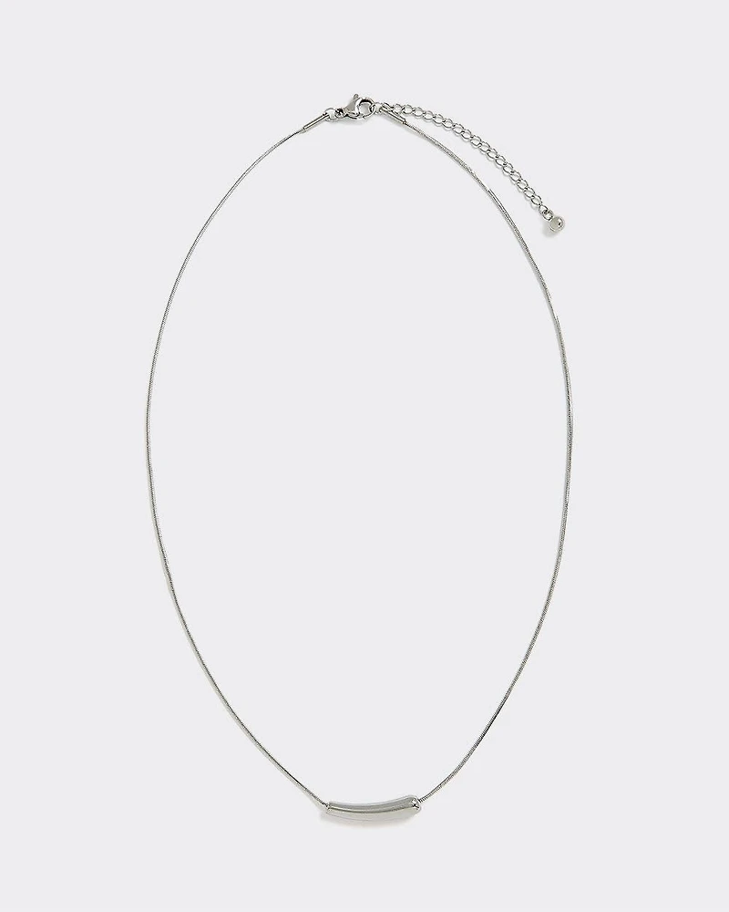 Stainless Steel Short Necklace with Tube Pendant