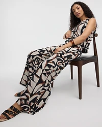 Pantalon à enfiler jambe large et taille haute