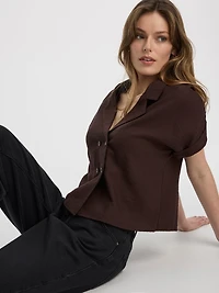 Satiny Short-Sleeve Shirt