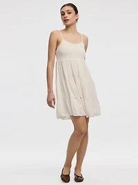 Sleeveless Mini Dress with Smocked Top