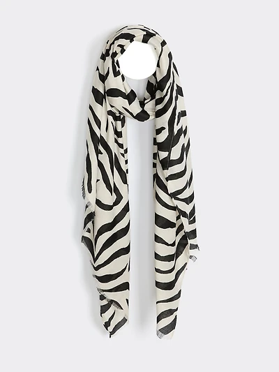 Zebra-Print Oblong Scarf
