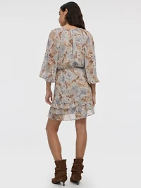 Long-Sleeve V-Neck Mini Dress