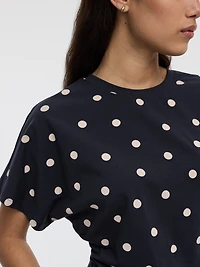 T-shirt rayé à manches courtes et col rond avec fronces latérales