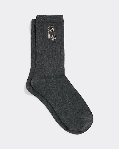Crew Socks with Pug at Hem